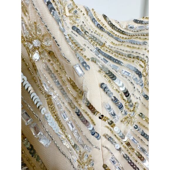 Mac Duggal 93739 Embellished Floral Detail One Shoulder Gown Nude Gold 10 $498 - Picture 11 of 12